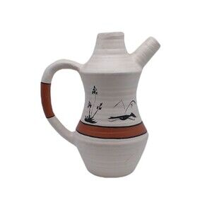 VTG Native American Signed Kwahu Pottery Vase 7.5" Jar Pitcher Roadrunner READ